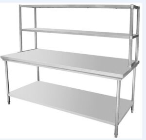 SS 2 Tier Table with 2 upper shelf