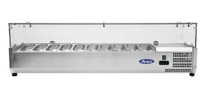Surface-mounted refrigerated display with glass top
