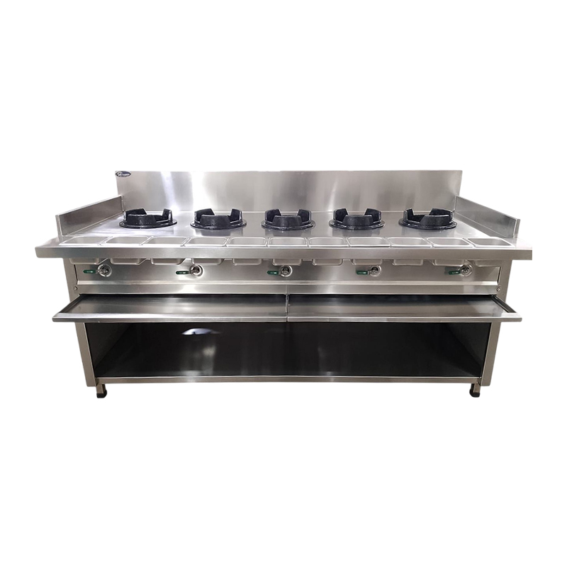 SH 5-Burner Chinese Gas Range with Undershelf