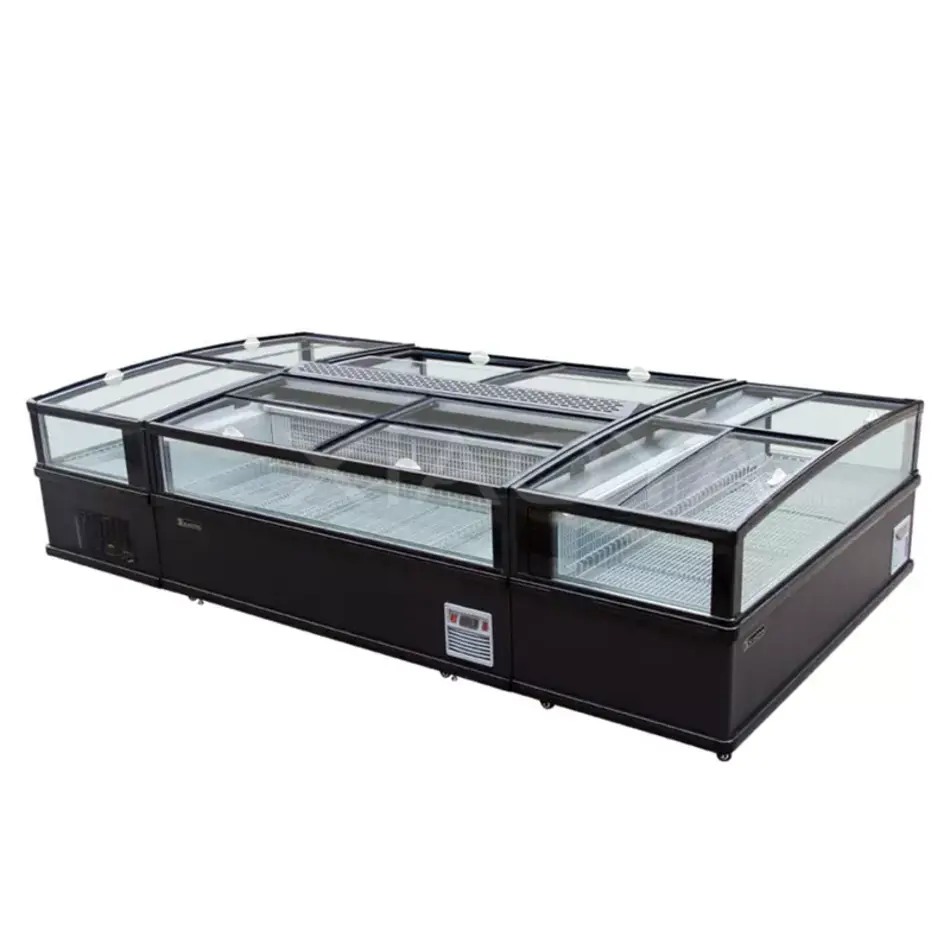 Commercial Island Freezer with Sliding Glass Lids