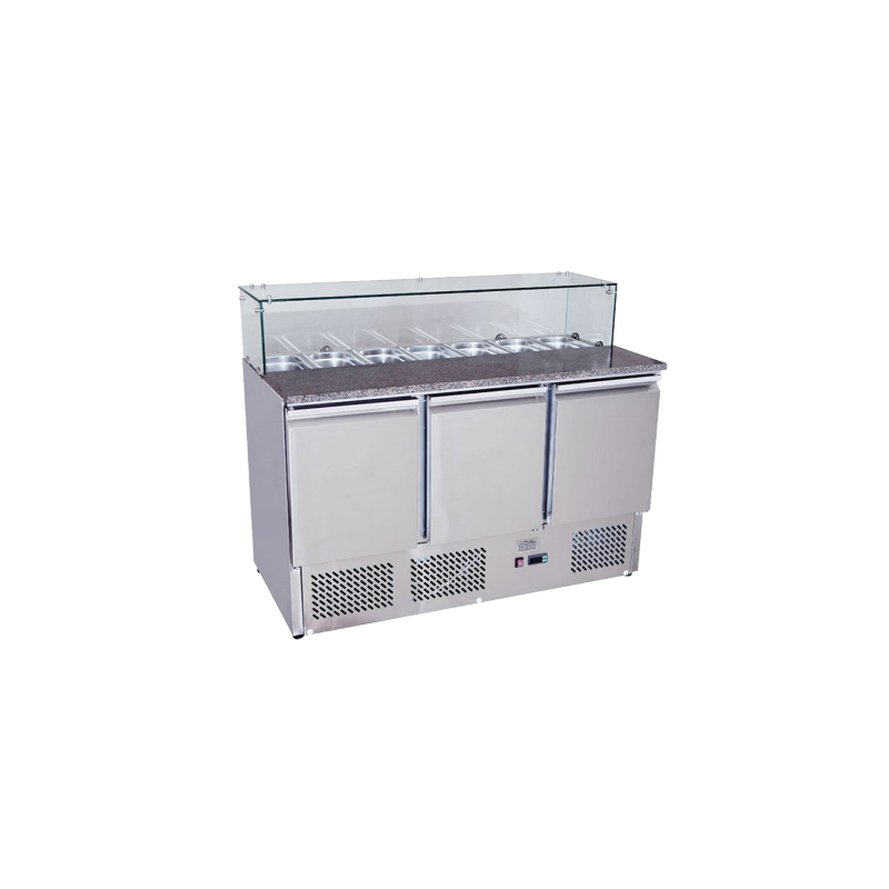 ATOSA 3864GR 3 Door Marble Top Salad Counter