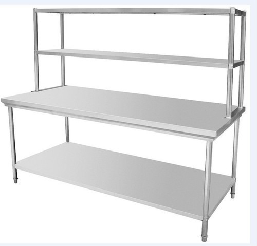 SS 2 Tier Table with 2 upper shelves