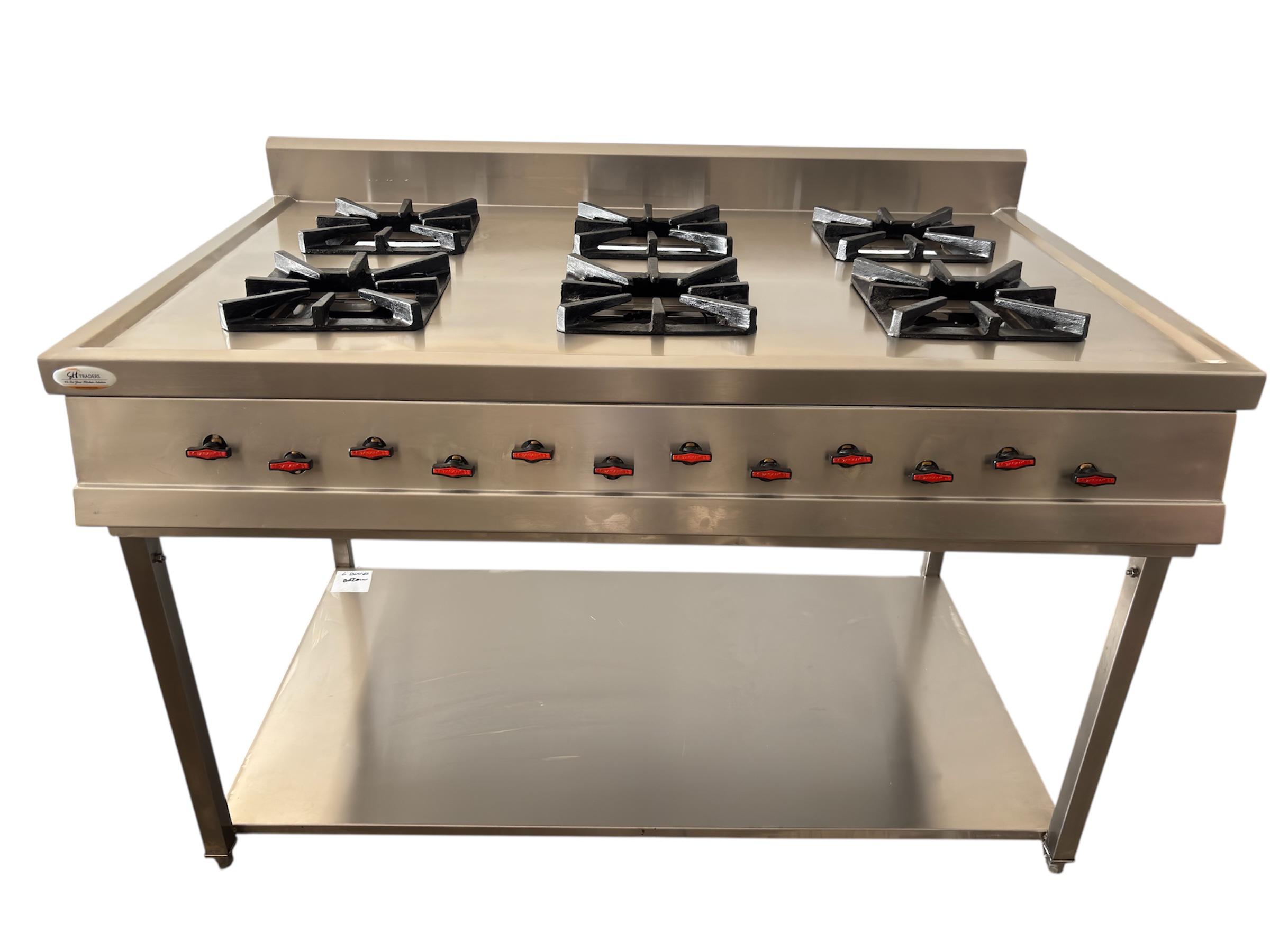 stainless-steel 6-Burner Cooking Range with Stand | SH Traders