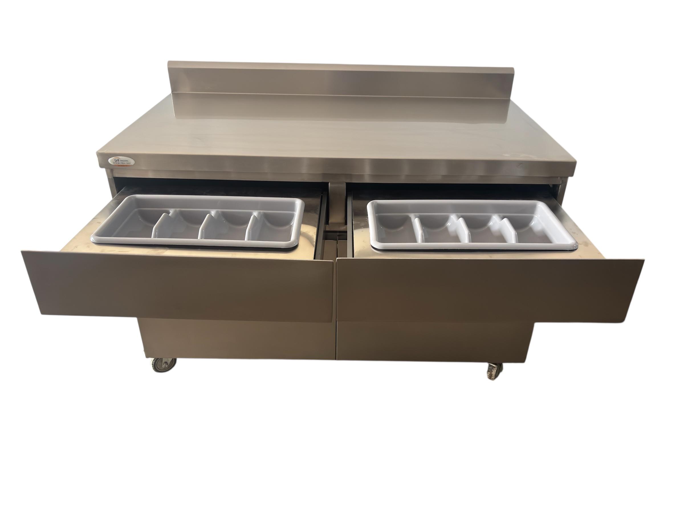 Stainless Steel Cutlery Cabinet with Drawers & Double Door Storage - Image 3