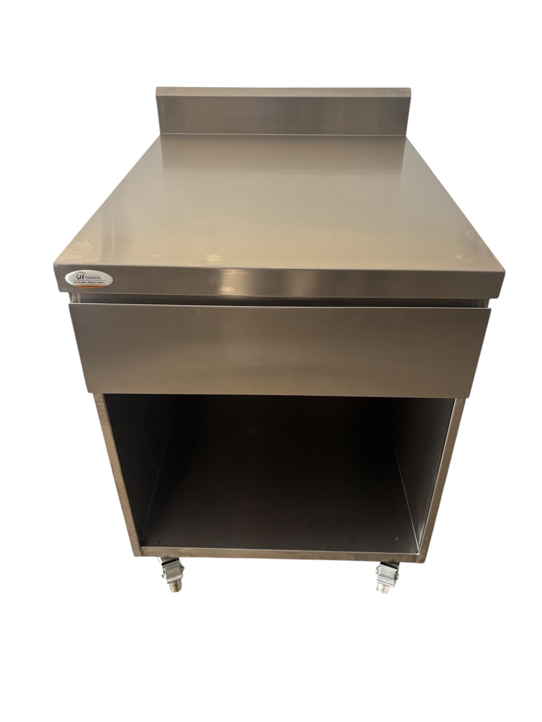 Stainless Steel Sauce Cabinet with Drawer & Open Shelf