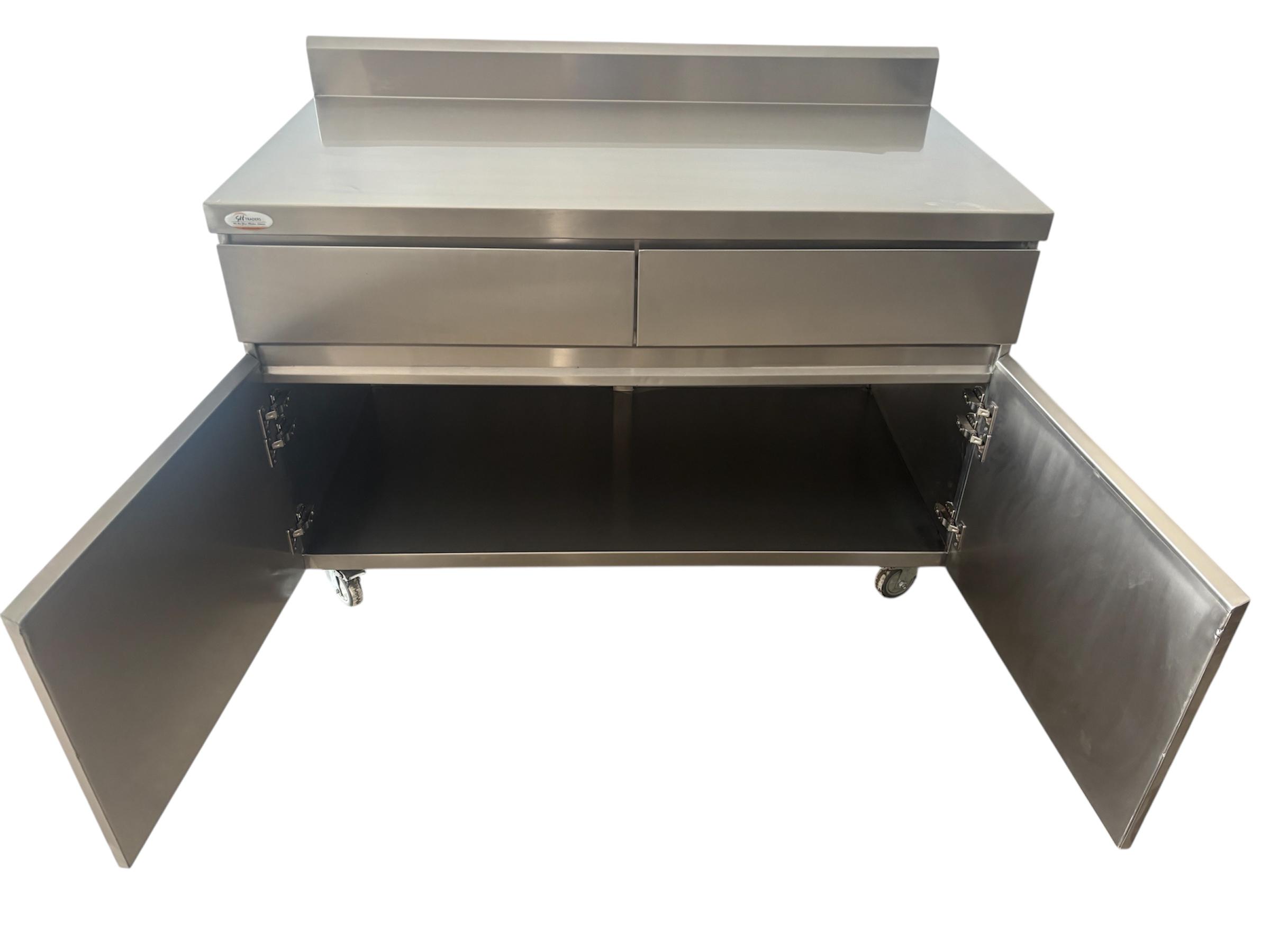 Stainless Steel Cutlery Cabinet with Drawers & Double Door Storage - Image 2