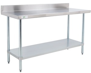 SH 18-gauge 201 Stainless Steel Commercial Work Table with a 4" Backsplash